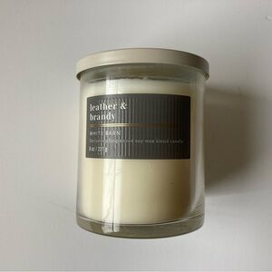 Bath & Body Works Leather & Brandy Candle One Wick 8 oz White Barn